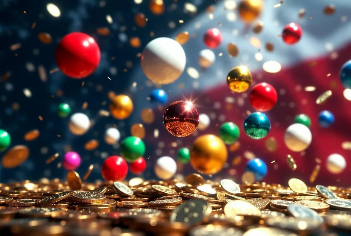 Zdrapki Lotto z monetami i konfetti symbolizujące natychmiastowe wygrane