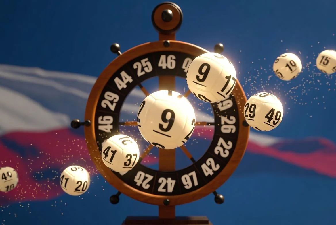 Koło z kulami do losowania wyników Lotto w polskich barwach